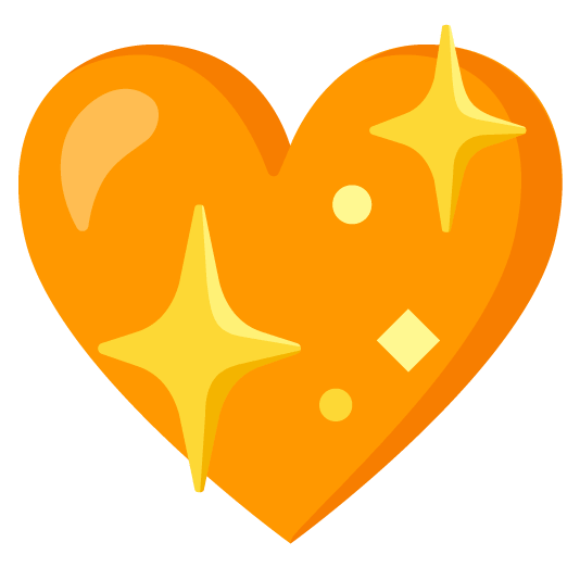 orange heart sparkling heart