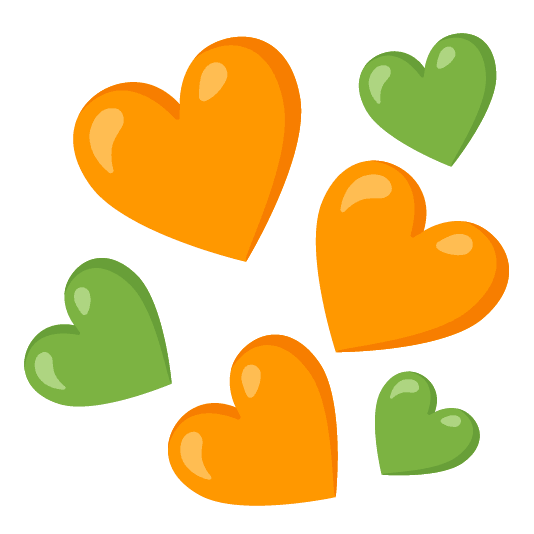 orange heart green heart