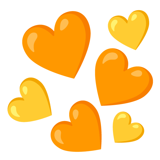 orange heart yellow heart