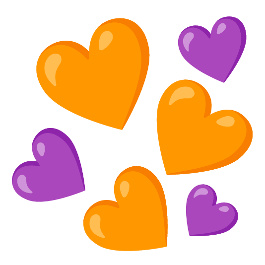 orange heart purple heart