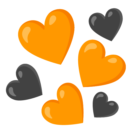 orange heart black heart