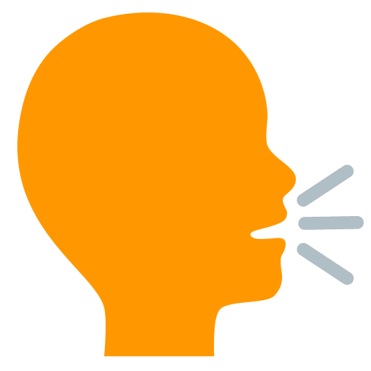 orange heart speaking head in silhouette