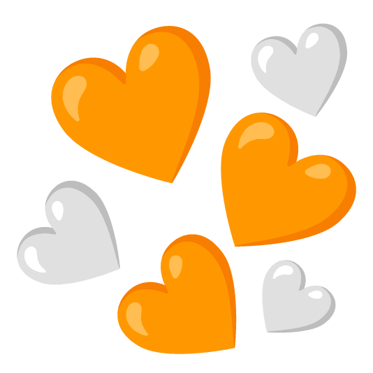 orange heart white heart