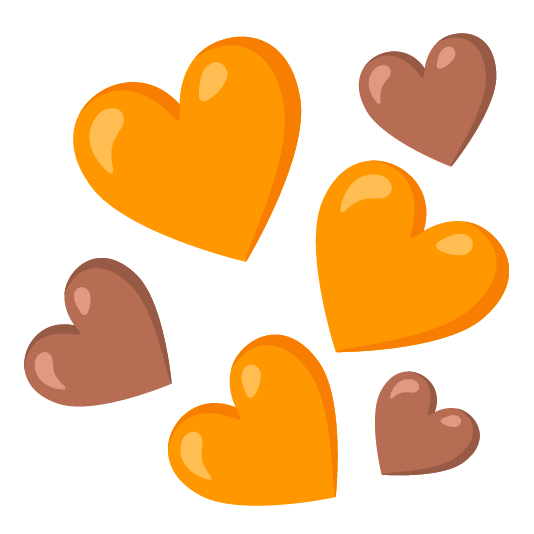 orange heart brown heart