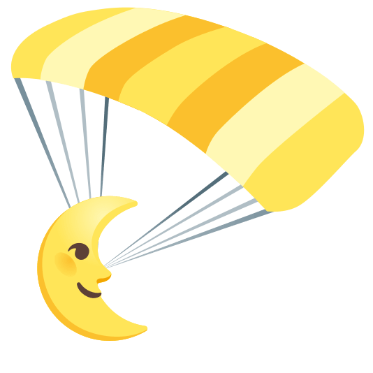 parachute last quarter moon with face