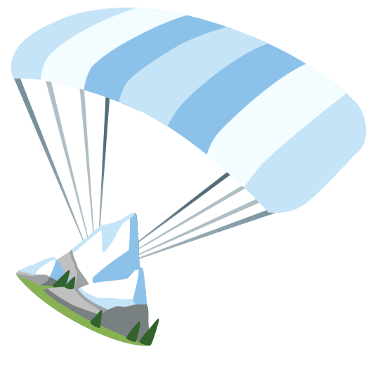 parachute snow capped mountain