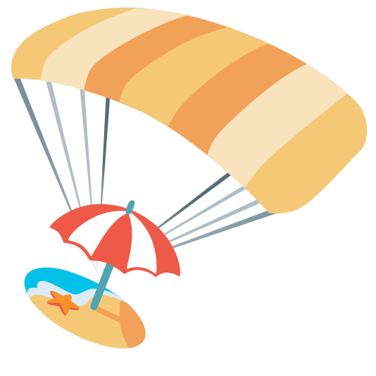 parachute beach with umbrella