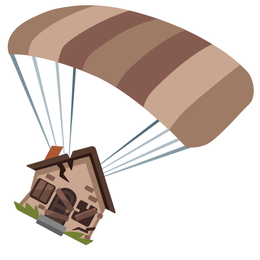 parachute derelict house building