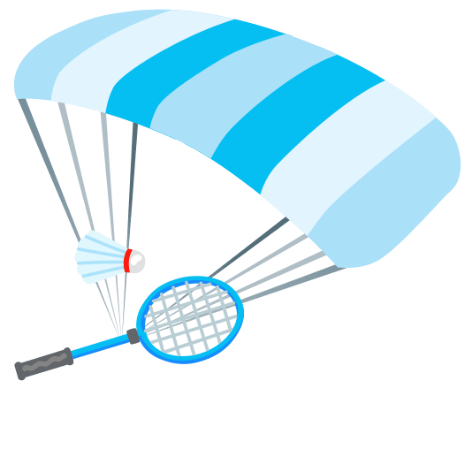 parachute badminton racquet and shuttlecock