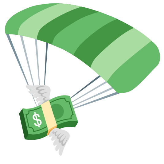 parachute money with wings
