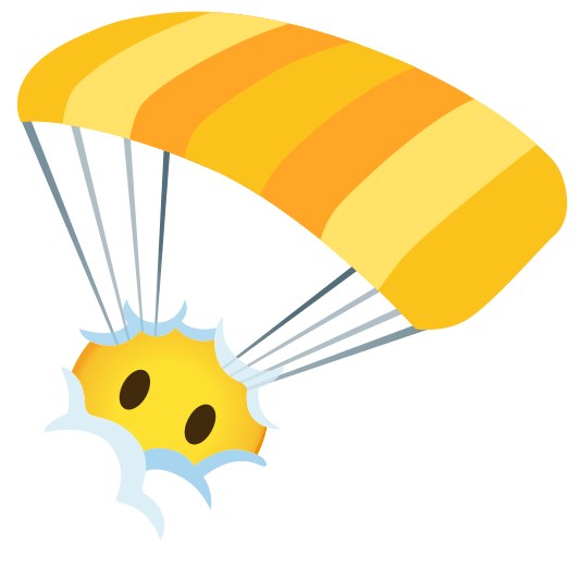 parachute face in clouds