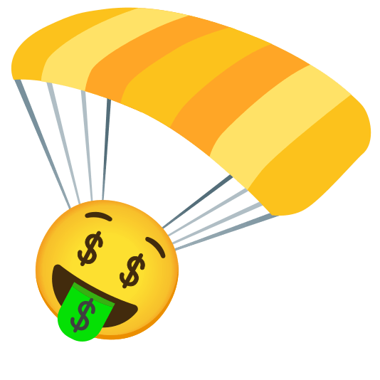 parachute money mouth face