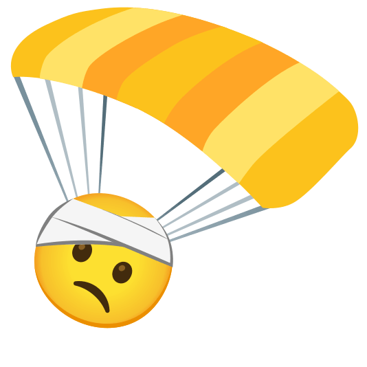 parachute face with head bandage
