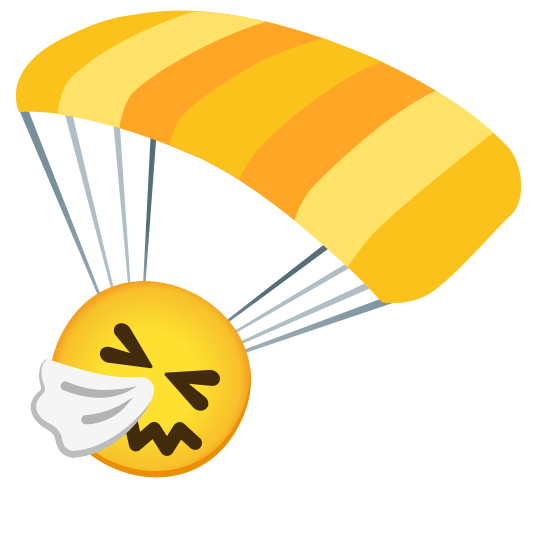 parachute sneezing face