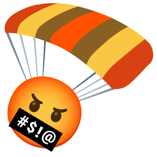 parachute face with symbols on mouth