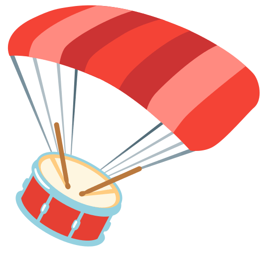 parachute drum with drumsticks