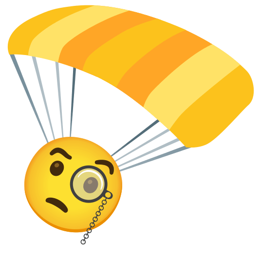 parachute face with monocle