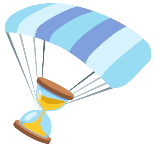 parachute hourglass flowing sand
