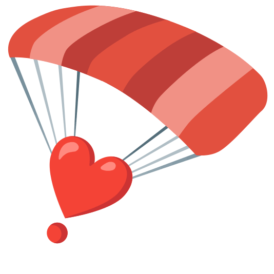 parachute heavy heart exclamation mark ornament