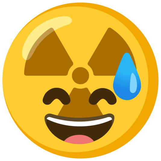 radioactive sign sweat smile