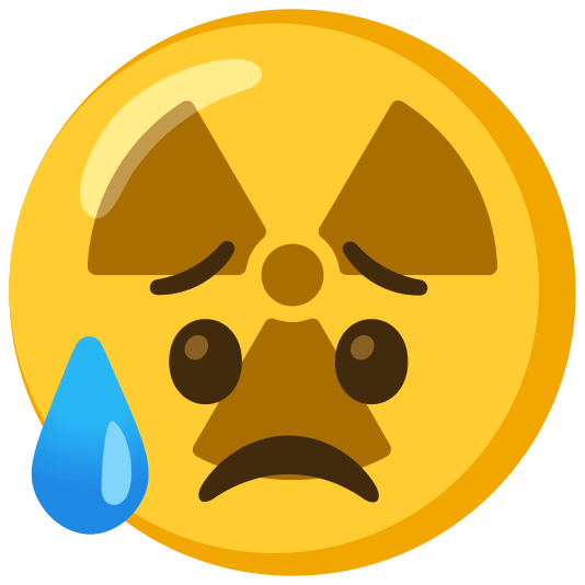 radioactive sign disappointed relieved