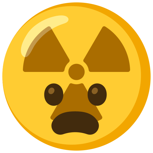 radioactive sign frowning