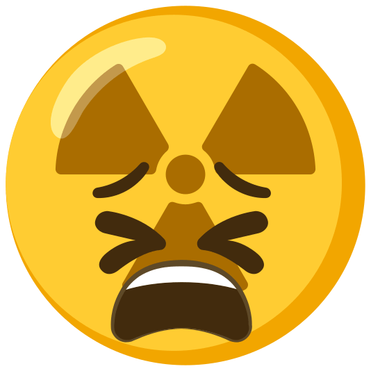 radioactive sign tired face