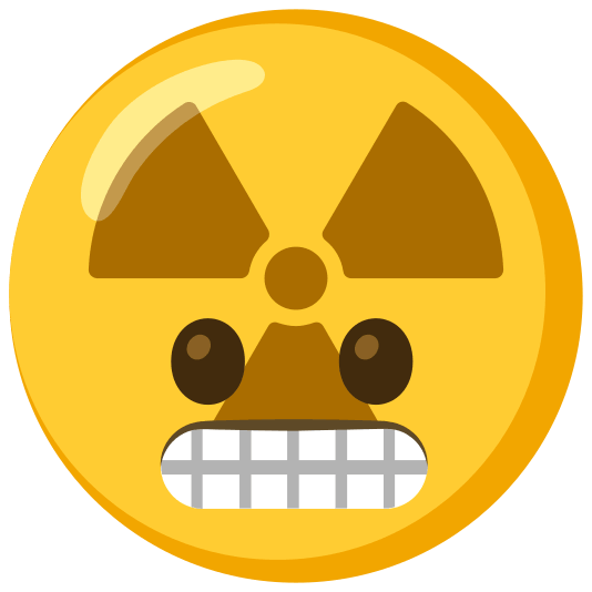 radioactive sign grimacing
