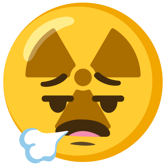 radioactive sign face exhaling