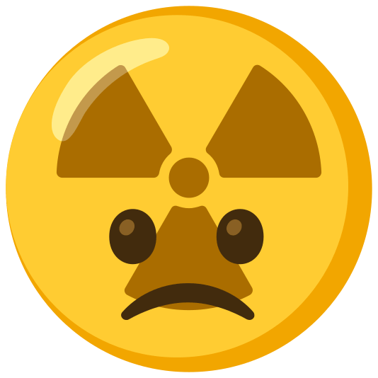 radioactive sign slightly frowning face