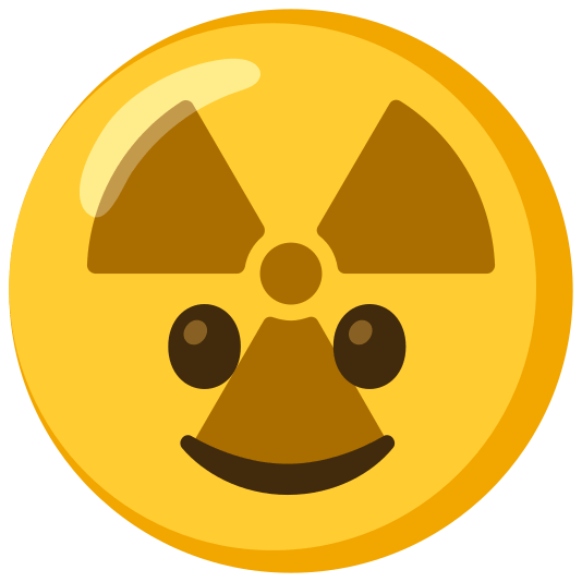 radioactive sign slightly smiling face