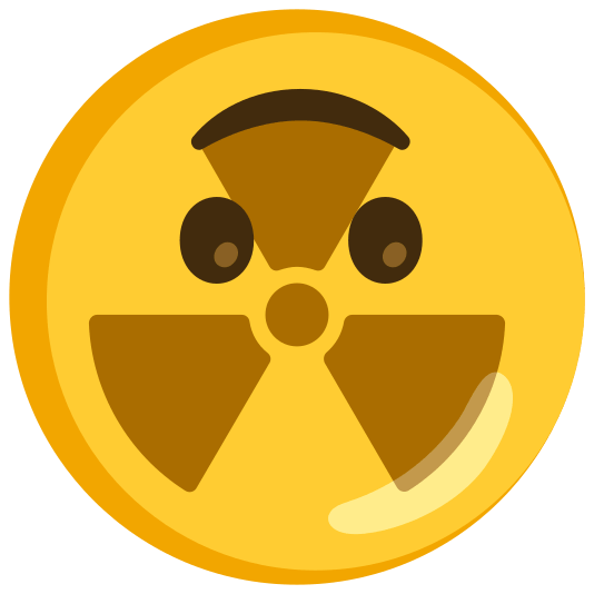 radioactive sign upside down face