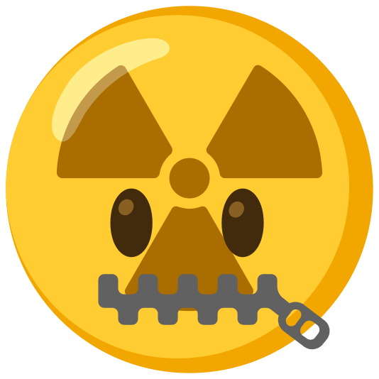 radioactive sign zipper mouth face