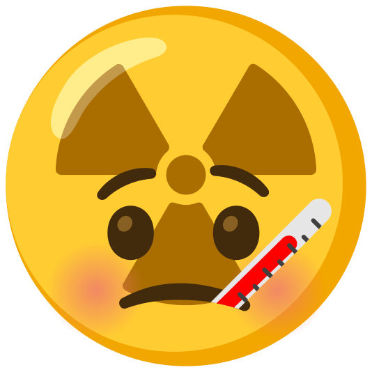 radioactive sign face with thermometer