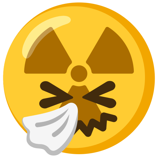 radioactive sign sneezing face