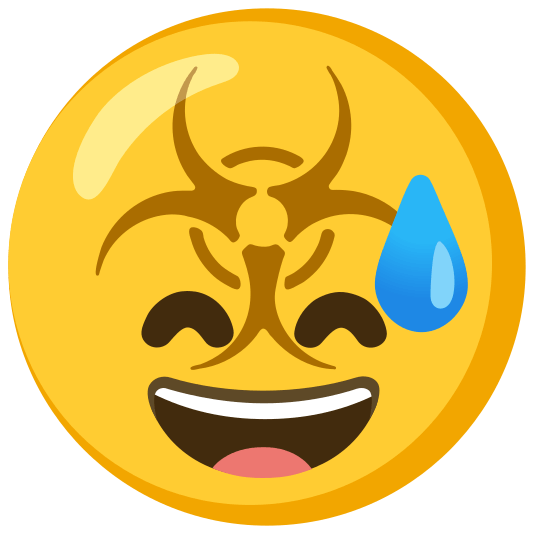 biohazard sign sweat smile