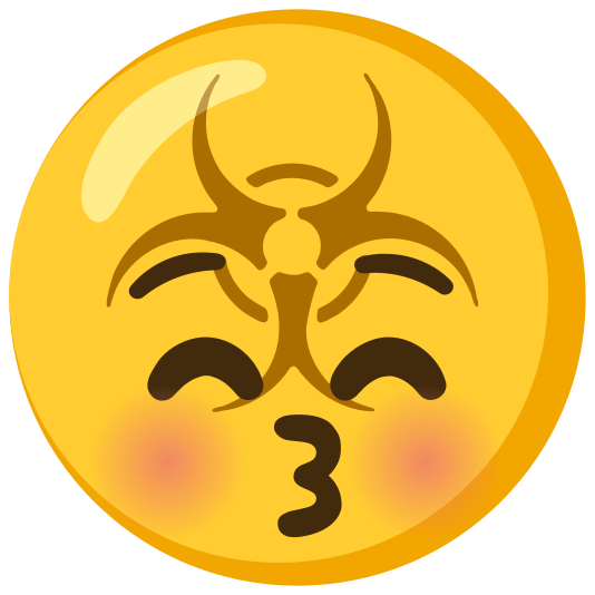 biohazard sign kissing closed eyes