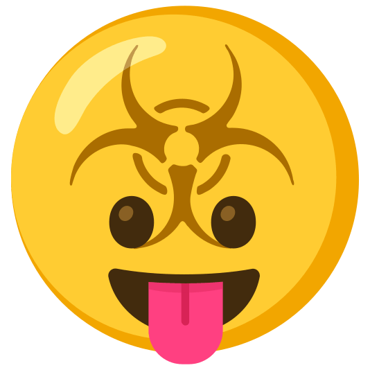 biohazard sign stuck out tongue