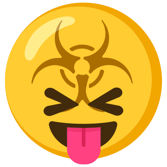 biohazard sign stuck out tongue closed eyes