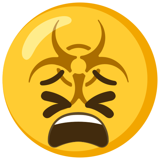 biohazard sign tired face
