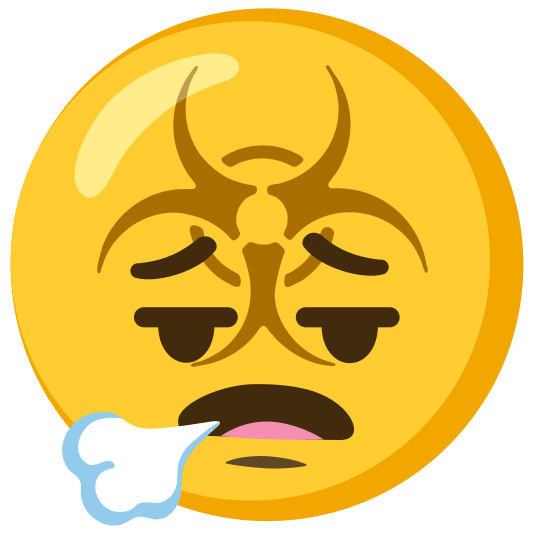biohazard sign face exhaling