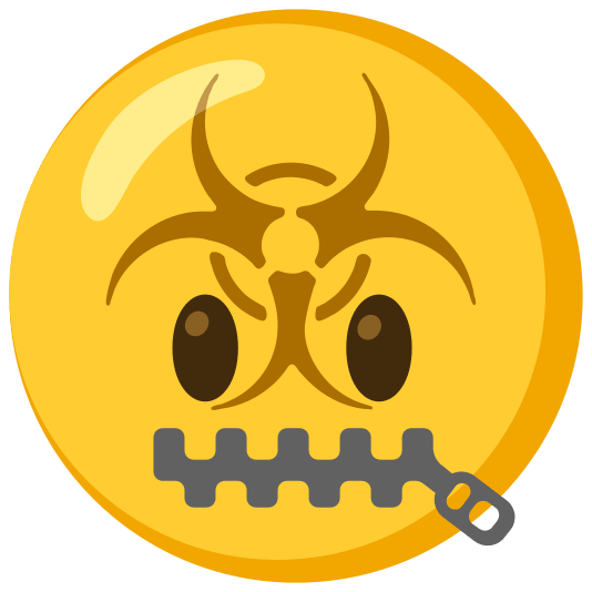 biohazard sign zipper mouth face