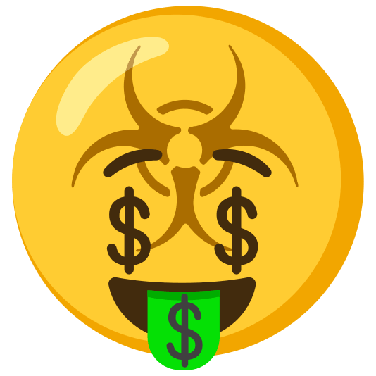 biohazard sign money mouth face