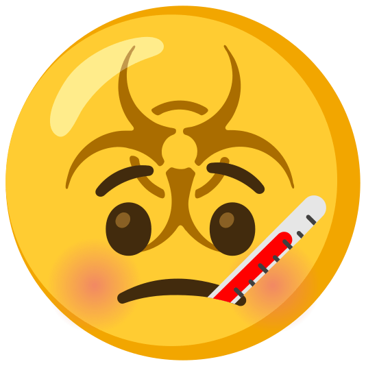 biohazard sign face with thermometer