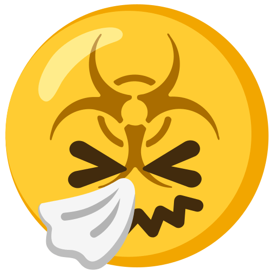 biohazard sign sneezing face