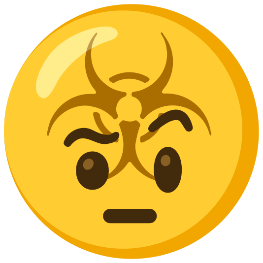 biohazard sign face with raised eyebrow