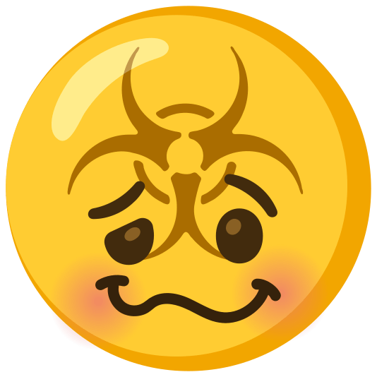 biohazard sign woozy face