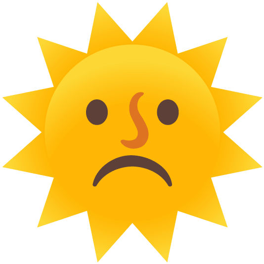 white frowning face sun with face