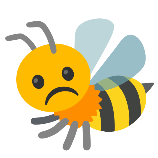 white frowning face bee