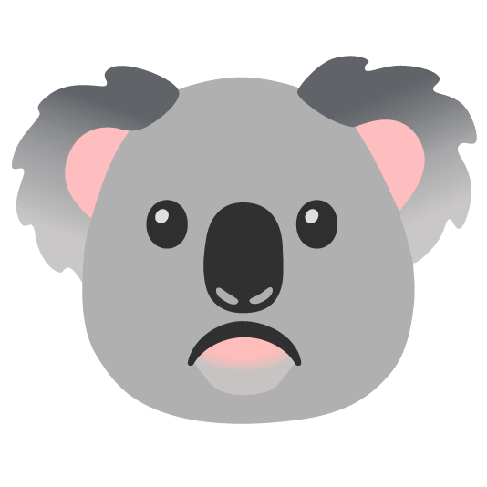 white frowning face koala